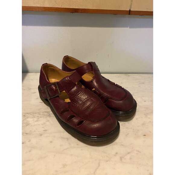Dr. Martens Mary Jane T-Bar Shoes Womens Size 7 Oxblood Made in England 8251 - Picture 1 of 7